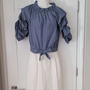 HABITUAL Blue and White Stripe Top